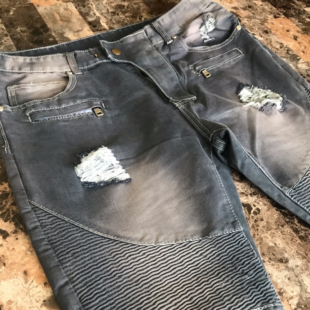 Mens Dark Grey Skinny Jeans
